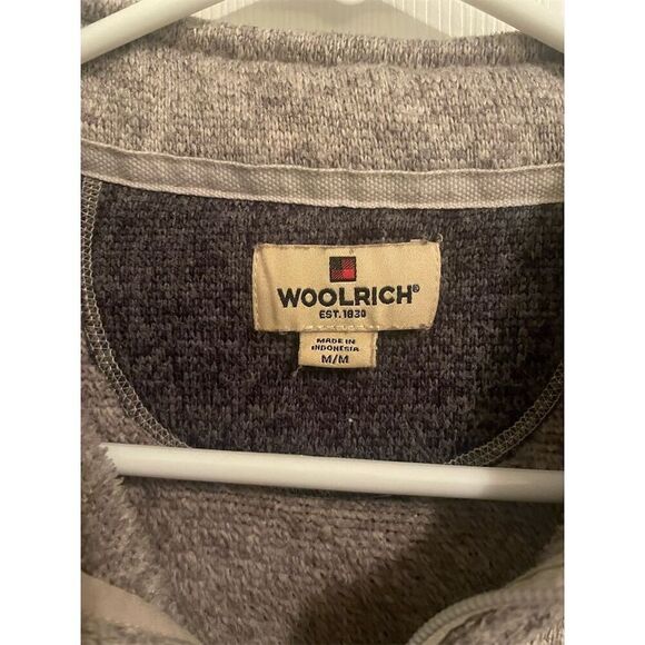 Woolrich Men's Gray Quarter Zip Pullover Sweater Size M Long Sleeve Fleece - Picture 2 of 4
